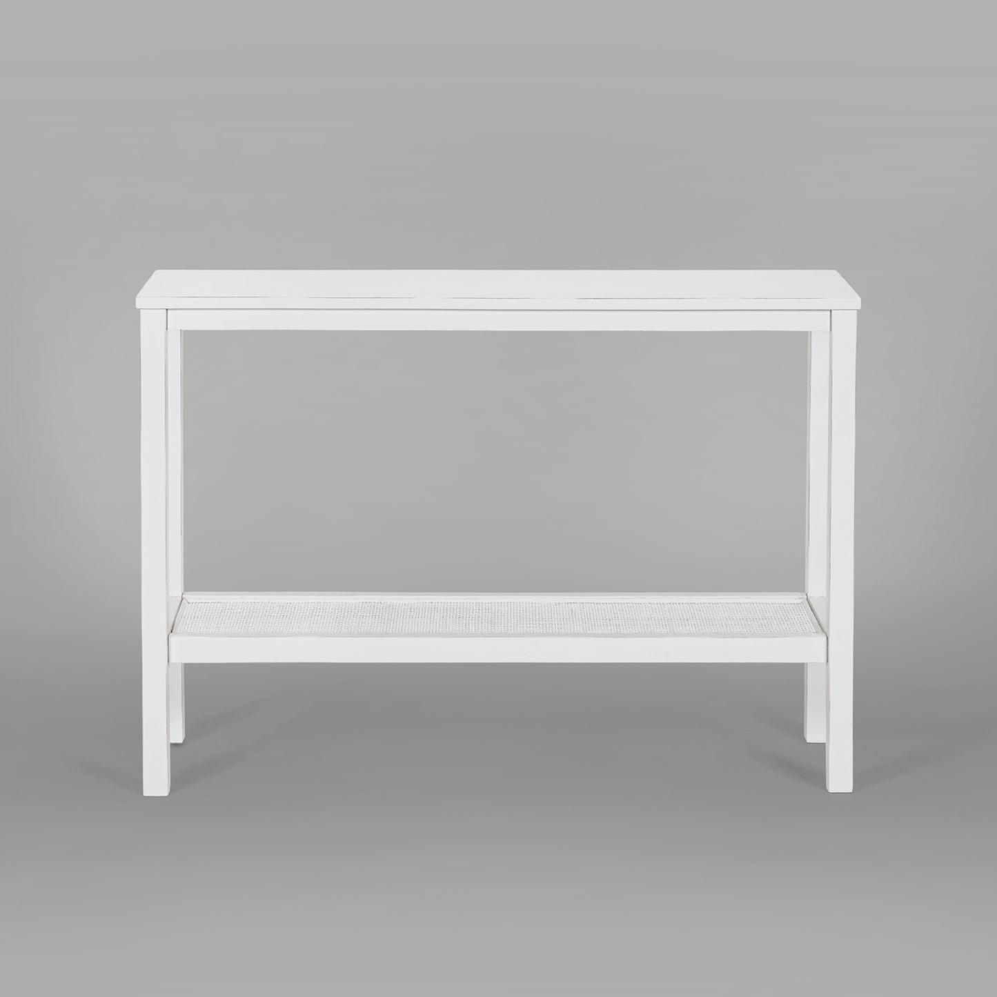 Jasmine Console Hallway Entry Table 110cm Mindi Timber Wood Rattan - White